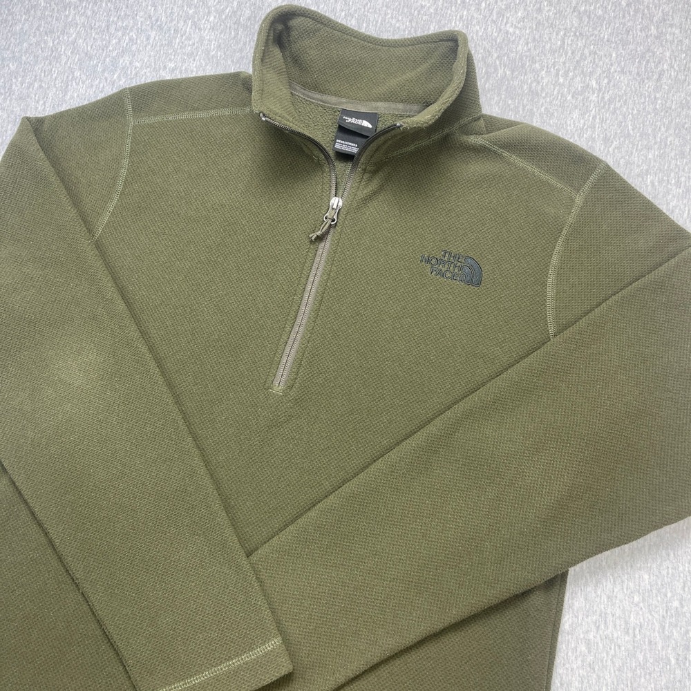 The North Face Pullover Men M TKA Glacier 1/4 Zip Olive Green EUC NF0A3YR1